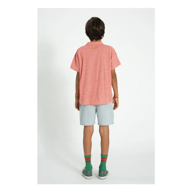 Camicia in cotone biologico con motivo a coste | Rosso