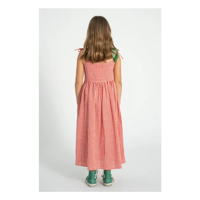 Gingham Organic Cotton Maxi Dress | Red