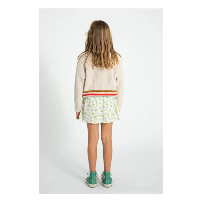 Organic cotton floral short skirt | White