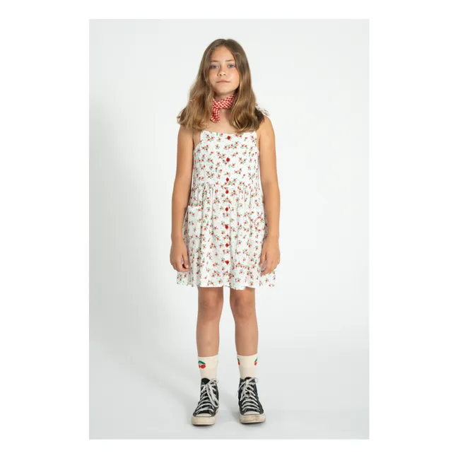 Organic Cotton Flowered Knot Dress | White