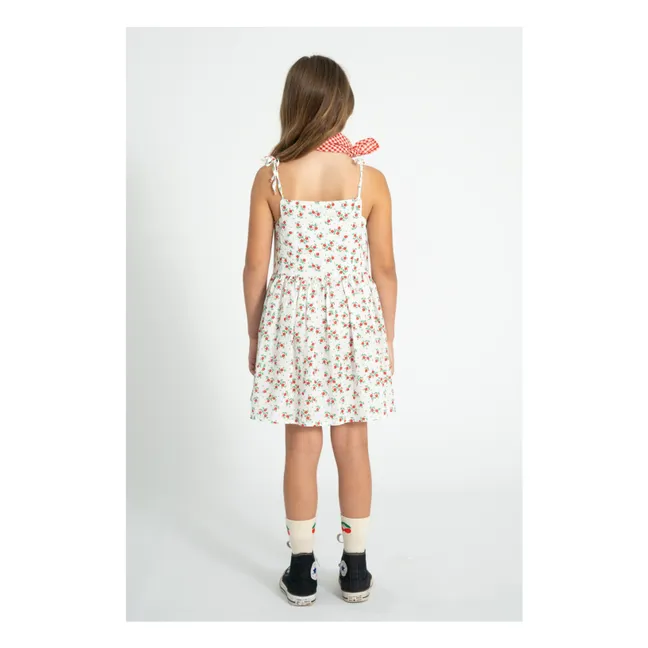 Robe Nœuds Fleurie Coton Bio | Blanc