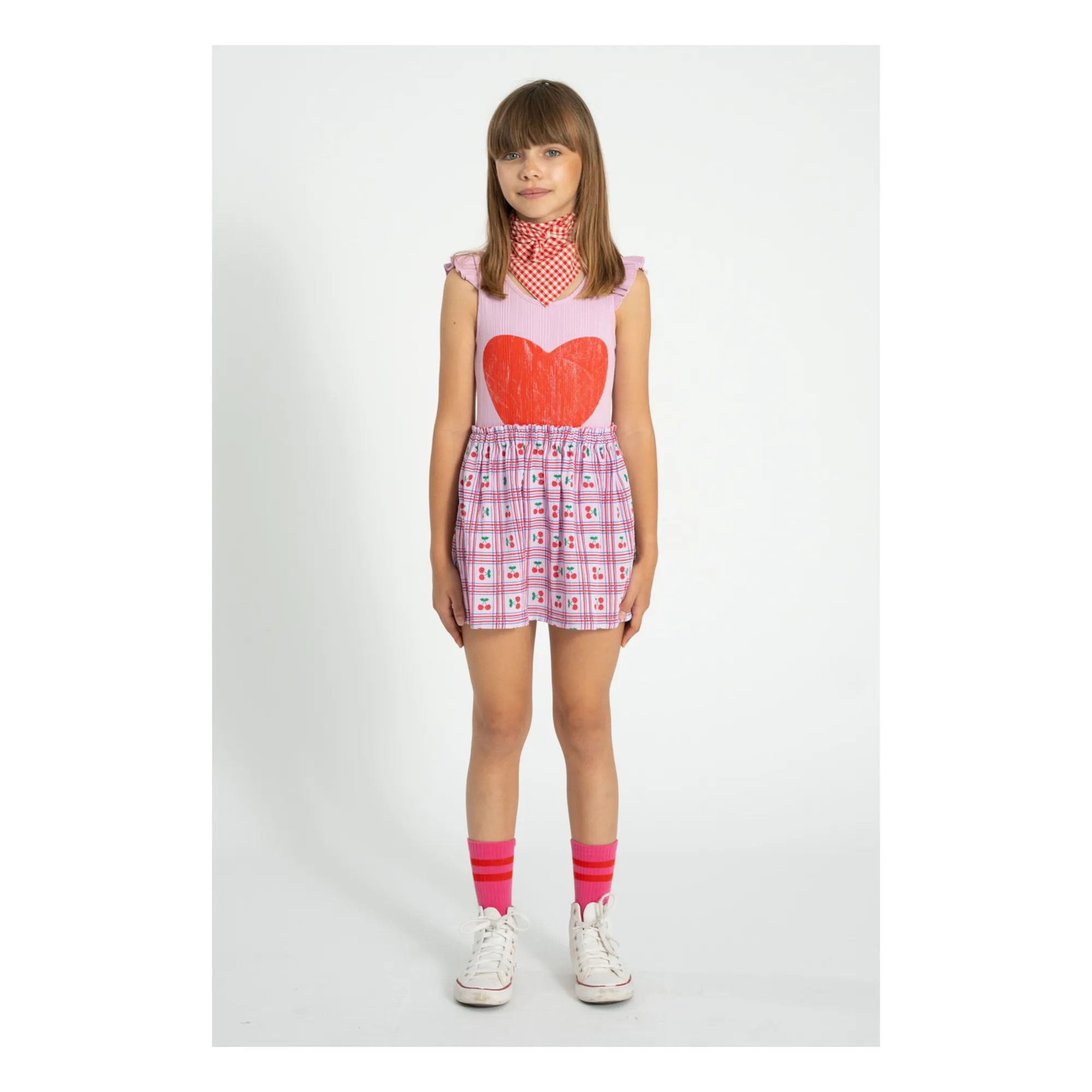 Body Côtelé Cœur Coton Bio | 	Lilas- Image produit n°1
