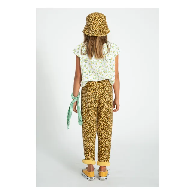 Gorro de leopardo Polar de algodón orgánico | Amarillo Mostaza