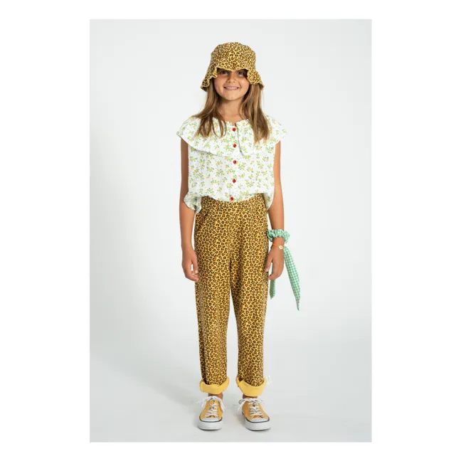 Leopard hat Organic cotton fleece | Mustard