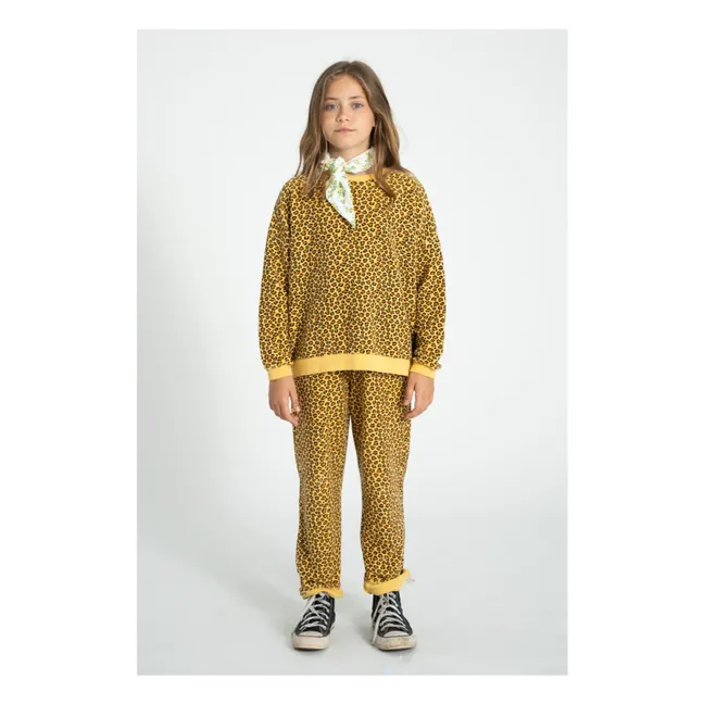 Sudadera de leopardo de algodón orgánico | Amarillo Mostaza