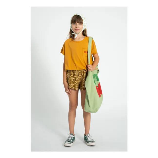 Pantalones cortos de leopardo de algodón orgánico | Amarillo Mostaza