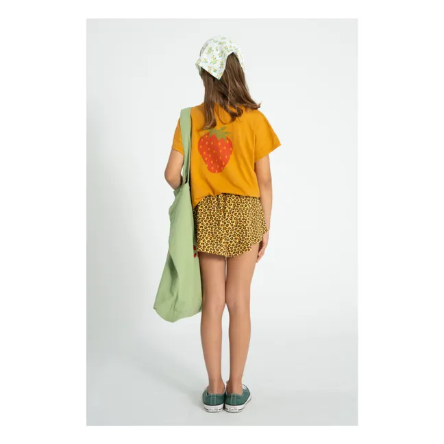 Leopard shorts Organic cotton fleece | Mustard