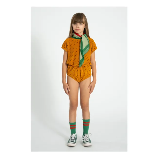 Organic Cotton Terry Hearts Playsuit | Camel