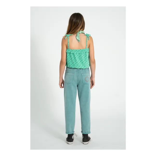Organic cotton terry heart strap top | Green