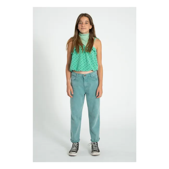 Organic cotton terry heart strap top | Green