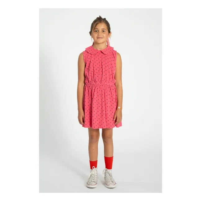 Organic Cotton Terry Hearts Dress | Fuchsia