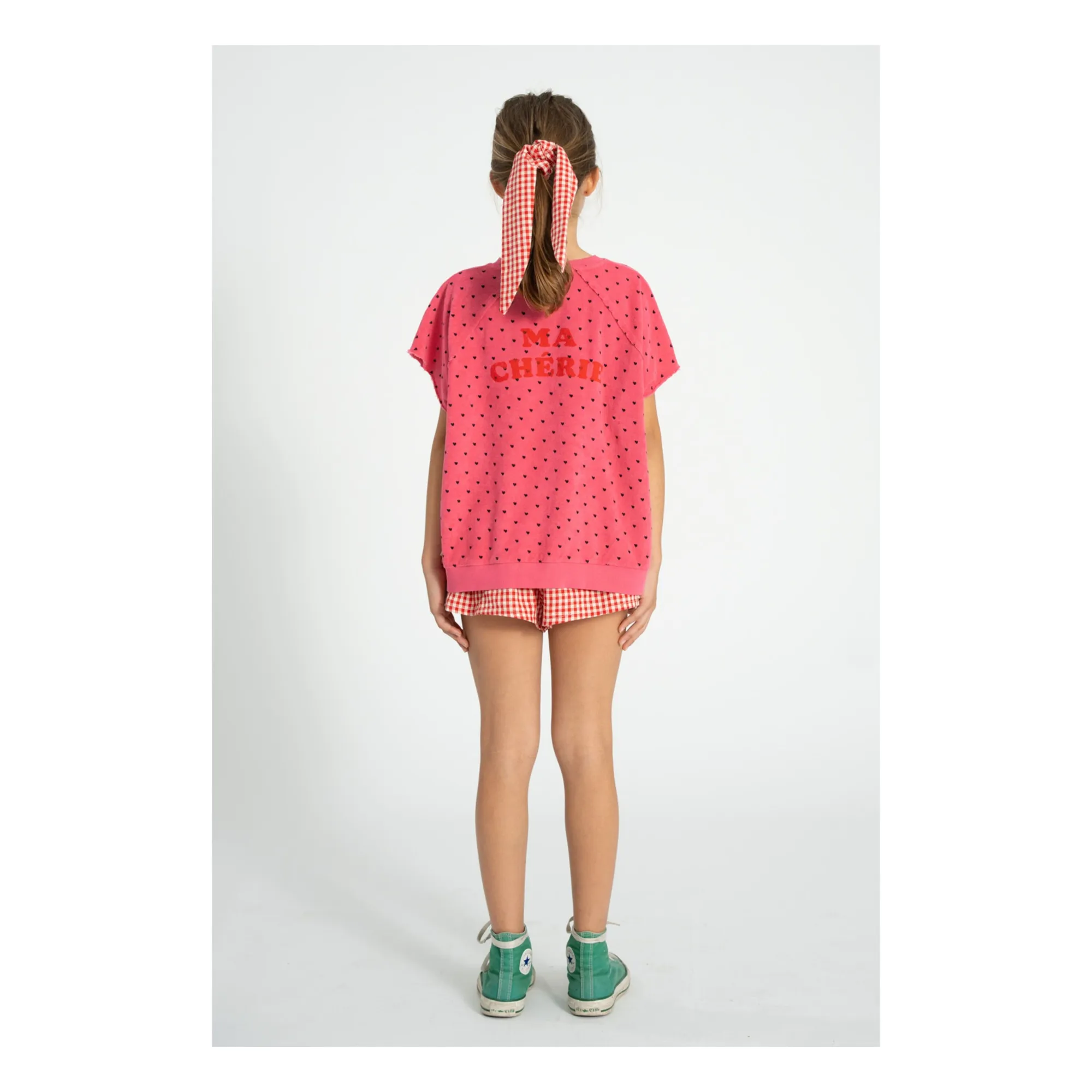 Sweat Sans Manches Cerises Eponge Coton Bio | Rose fuschia- Image produit n°2