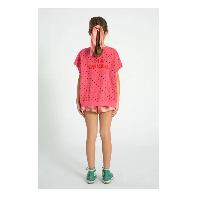 Cherry organic cotton terry sleeveless sweatshirt | Fuchsia