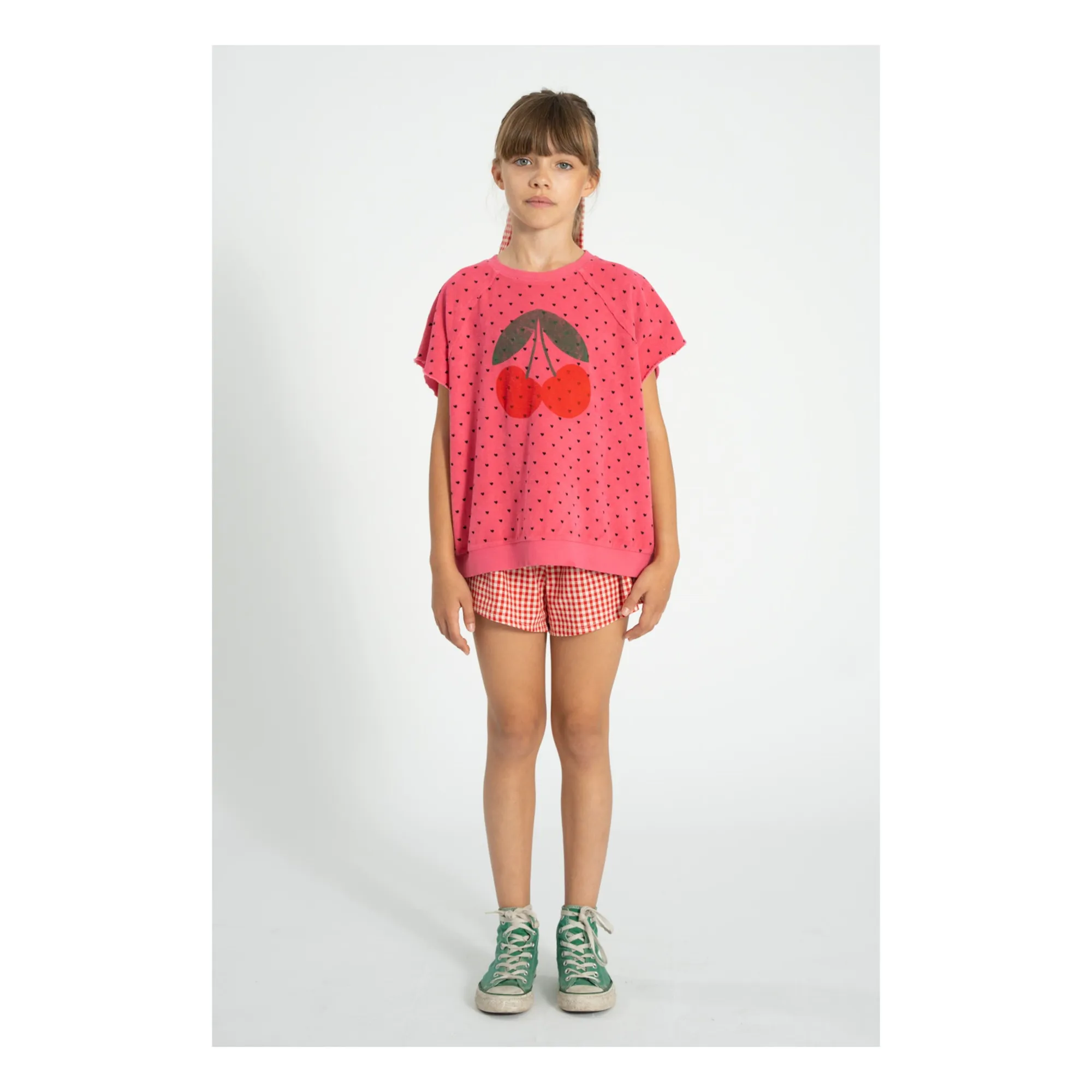 Sweat Sans Manches Cerises Eponge Coton Bio | Rose fuschia- Image produit n°1