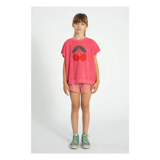 Sweat Sans Manches Cerises Eponge Coton Bio | Rose fuschia