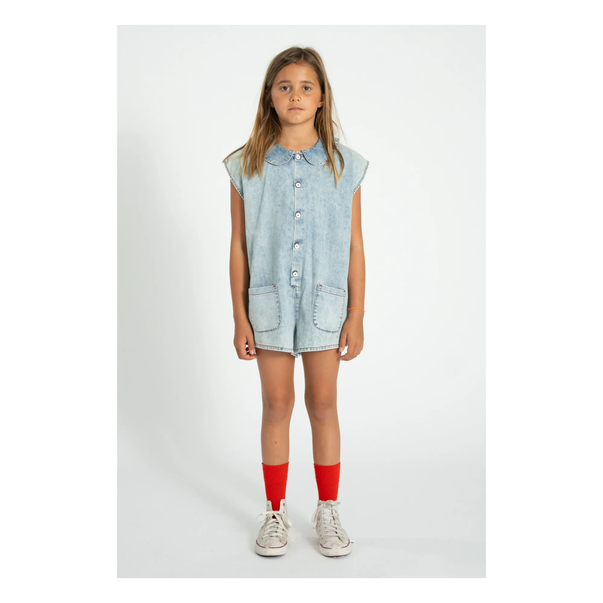 Combishort Denim | Bleu délavé- Image produit n°2