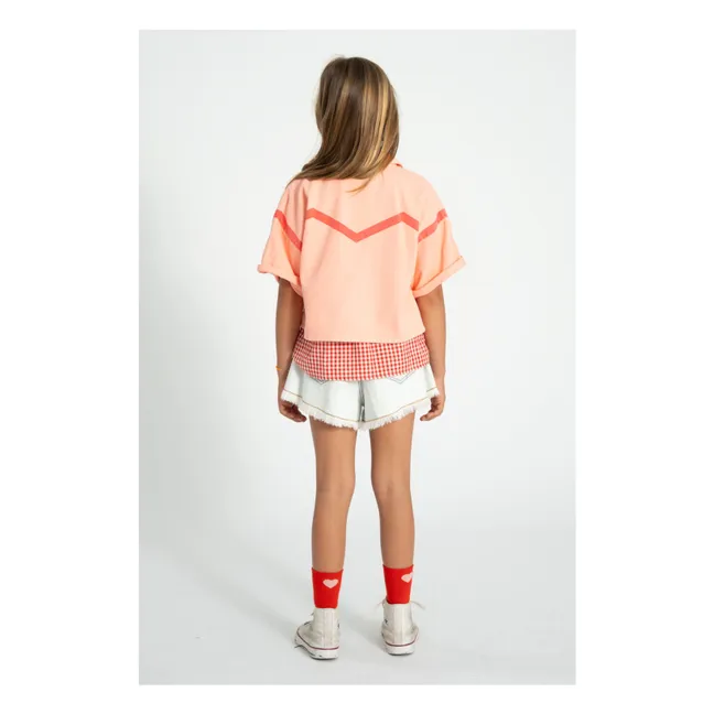 Veste Manches Courtes Géométrique Twill | Corail