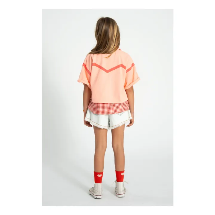 Veste Manches Courtes Géométrique Twill | Corail- Image produit n°2