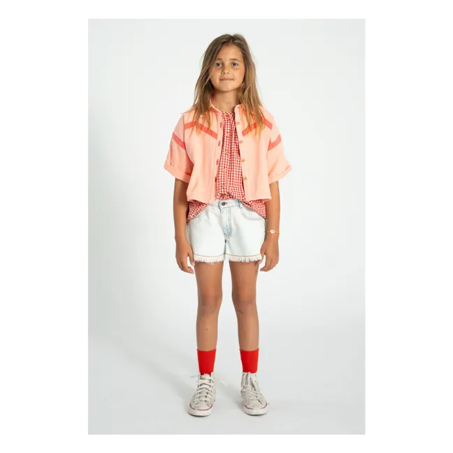 Veste Manches Courtes Géométrique Twill | Corail