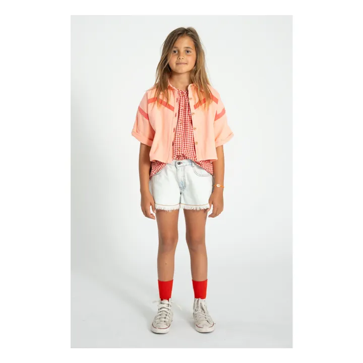 Veste Manches Courtes Géométrique Twill | Corail- Image produit n°1