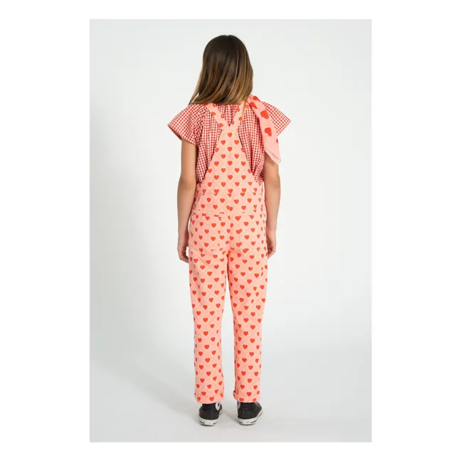Twill Hearts Dungarees | Pink