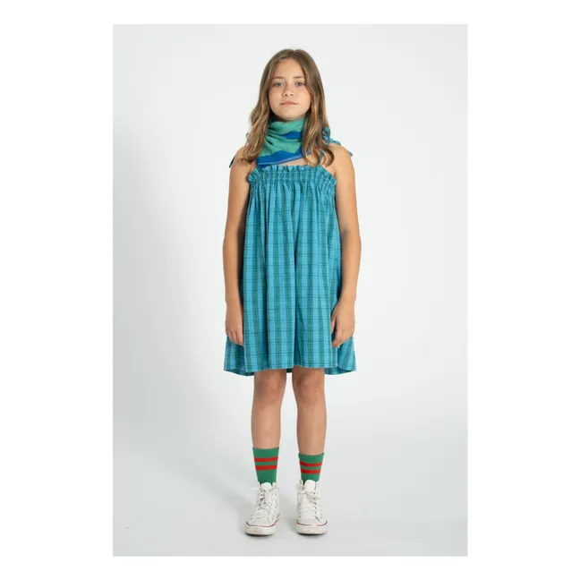 Robe à Carreaux Coton Bio | Bleu