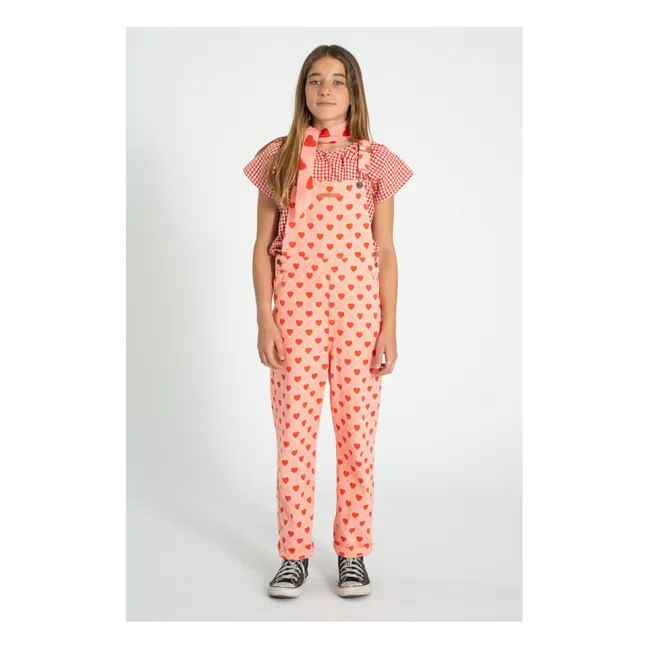 Twill Hearts Dungarees | Pink