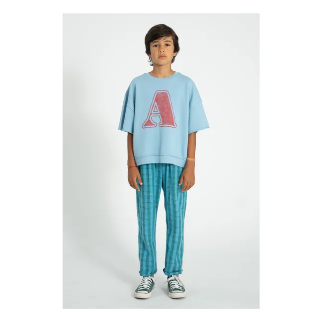 Organic Cotton Checkered Pants | Blue