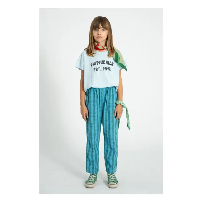 Organic Cotton Checkered Pants | Blue