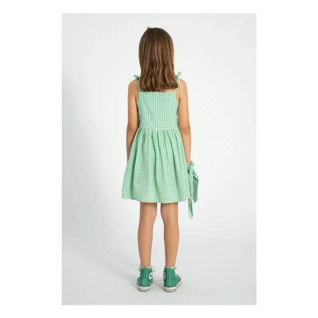 Robe Courte Vichy Coton Bio | Turquoise