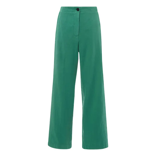 Cotton and linen trousers | Green