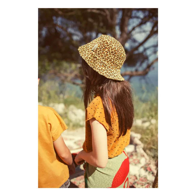 Leopard hat Organic cotton fleece | Mustard