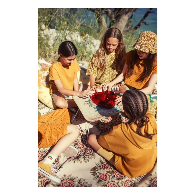 Robe T-shirt Léopard Molleton Coton Bio | Jaune moutarde