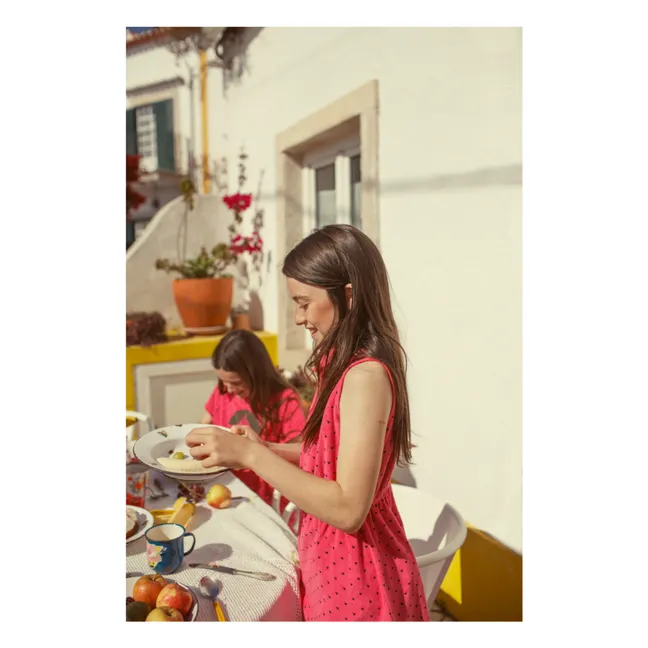 Vestido Corazones de rizo de algodón orgánico | Rosa Fushia