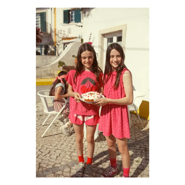 Organic Cotton Terry Hearts Dress | Fuchsia