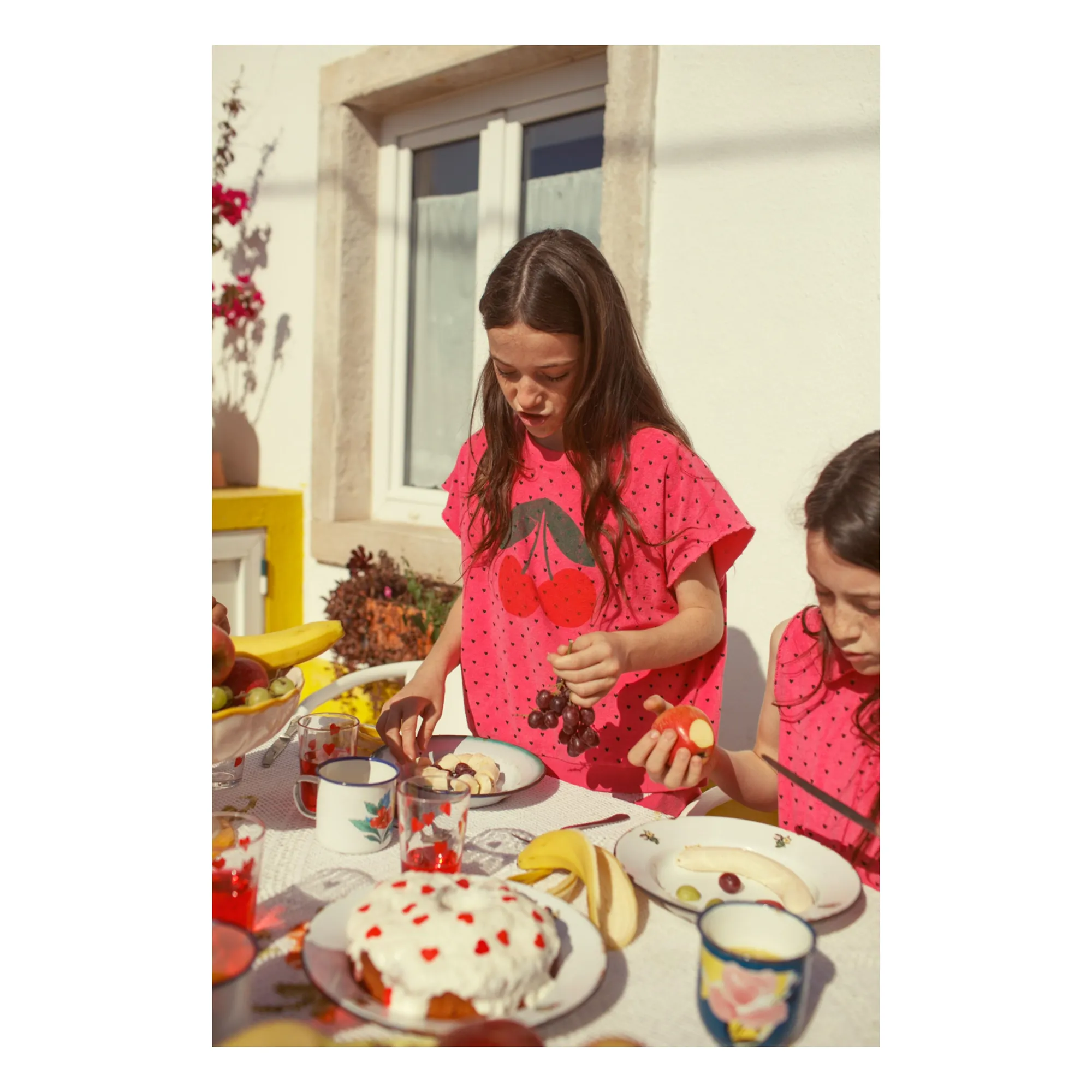Sweat Sans Manches Cerises Eponge Coton Bio | Rose fuschia- Image produit n°4