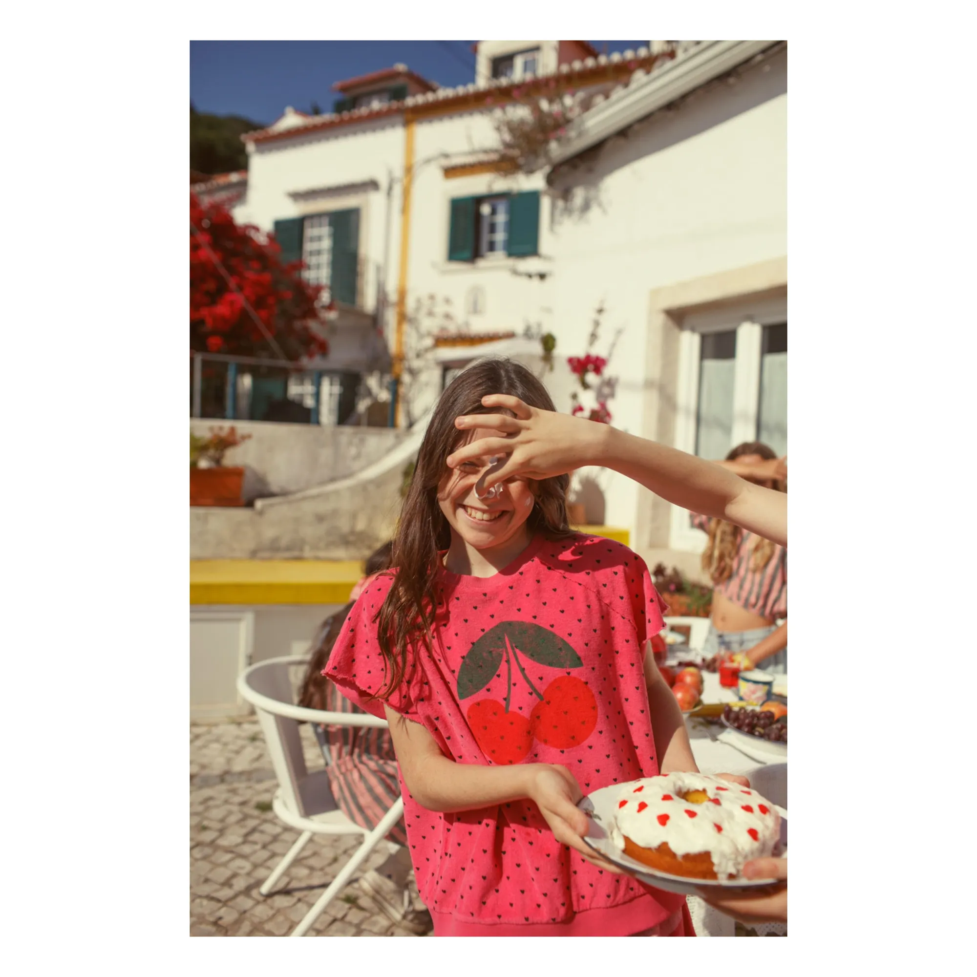 Sweat Sans Manches Cerises Eponge Coton Bio | Rose fuschia- Image produit n°3