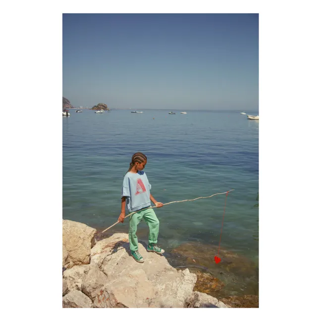 Short-sleeved sweatshirt Lettre A Coton Bio | Light blue