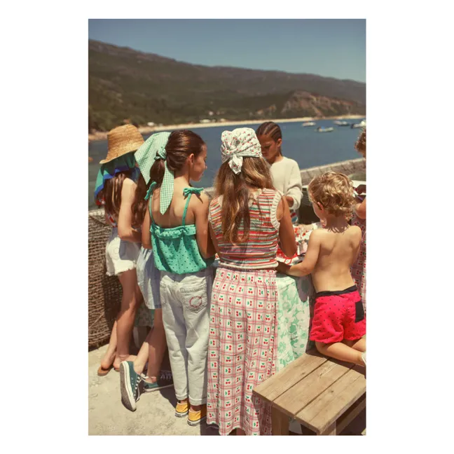 Organic cotton terry heart strap top | Green