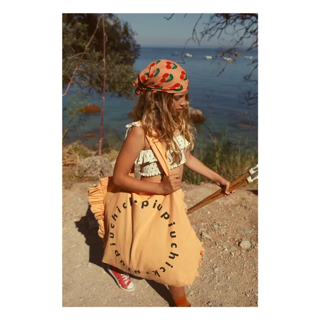 Bañador de 2 piezas de canalé con volante de corazón Algodón orgánico | Crudo