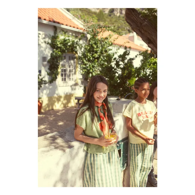 Long skirt with organic cotton checks | Yellow