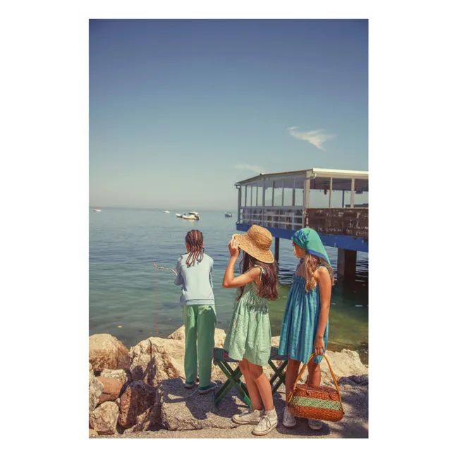 Kurzes Vichy-Kleid aus Bio-Baumwolle | Turquoise