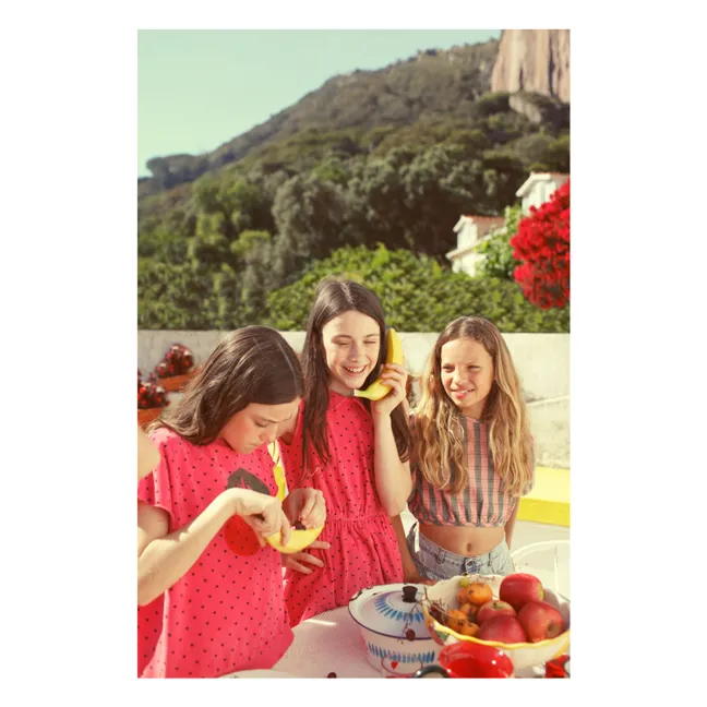 Blusa de algodón orgánico a cuadros | Rosa