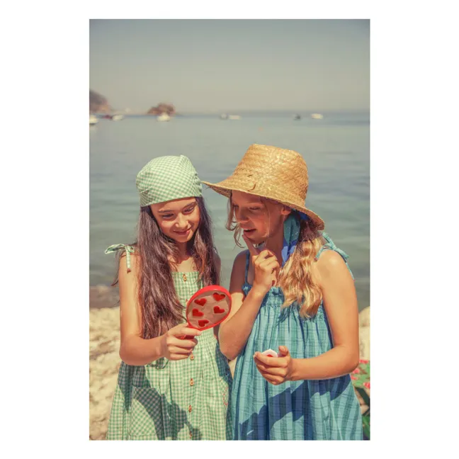 Kurzes Vichy-Kleid aus Bio-Baumwolle | Turquoise