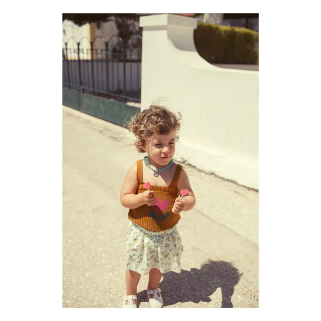 Falda corta floral de algodón orgánico | Blanco