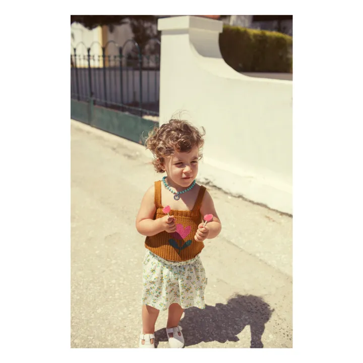 Jupe Courte Fleurie Coton Bio | Blanc- Image produit n°4