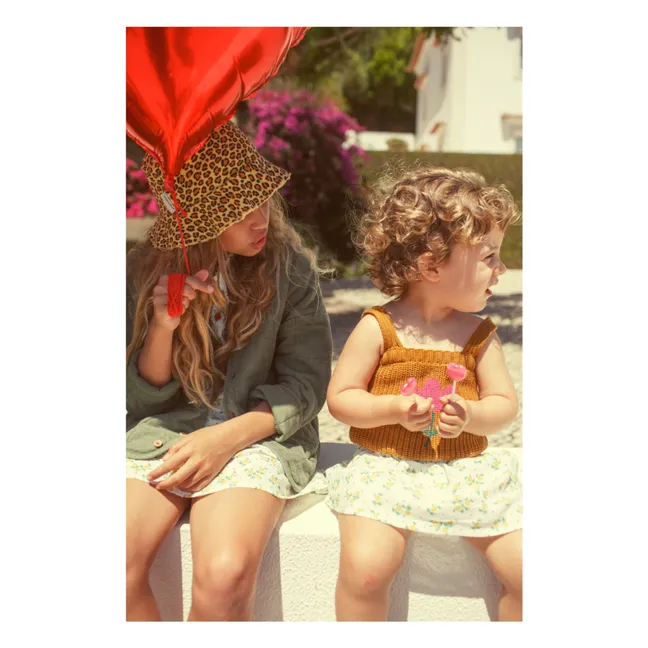 Jupe Courte Fleurie Coton Bio | Blanc