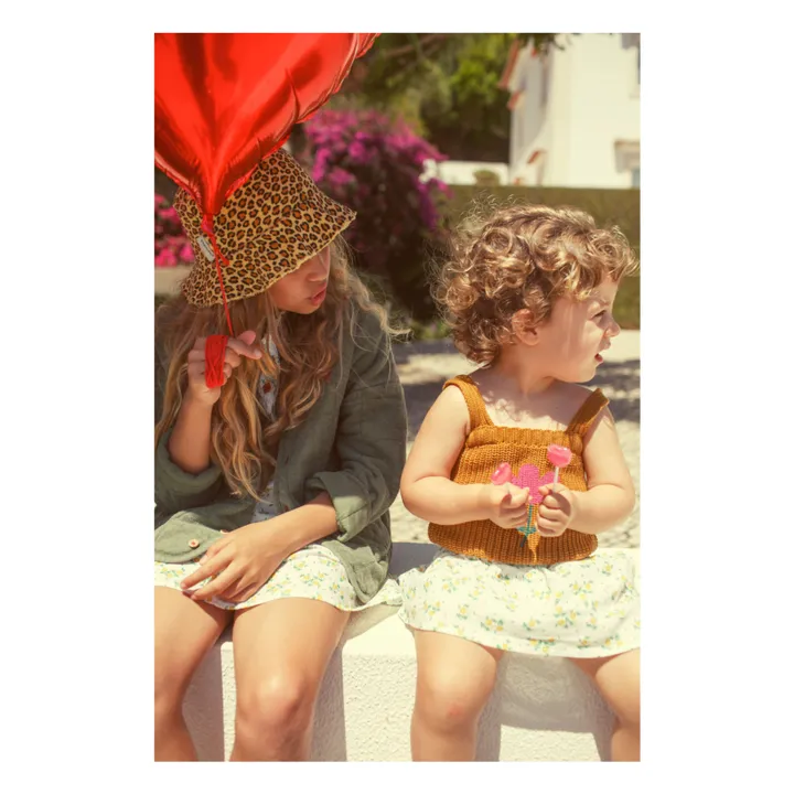 Jupe Courte Fleurie Coton Bio | Blanc- Image produit n°3