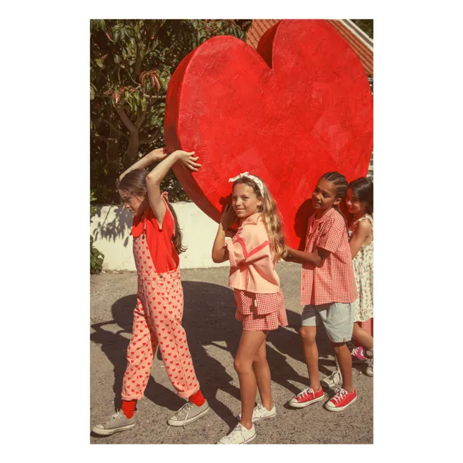 Twill Hearts Dungarees | Pink