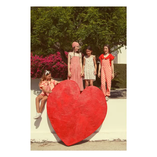 Twill Hearts Dungarees | Pink
